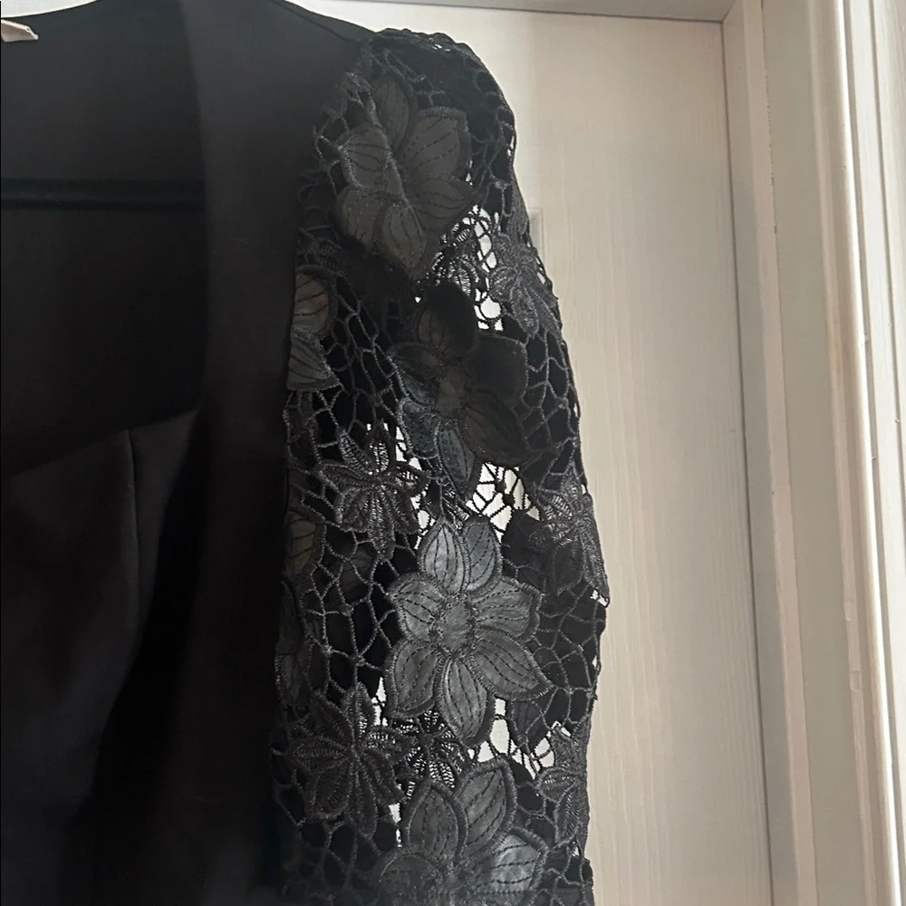 Anthropologie Dolan Black Lace Sleeve Square Neck Women's Top - Picture 4 of 8
